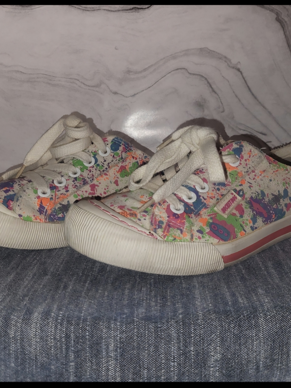 Womens Multicolor Paint-Splash Canvas Sneakers